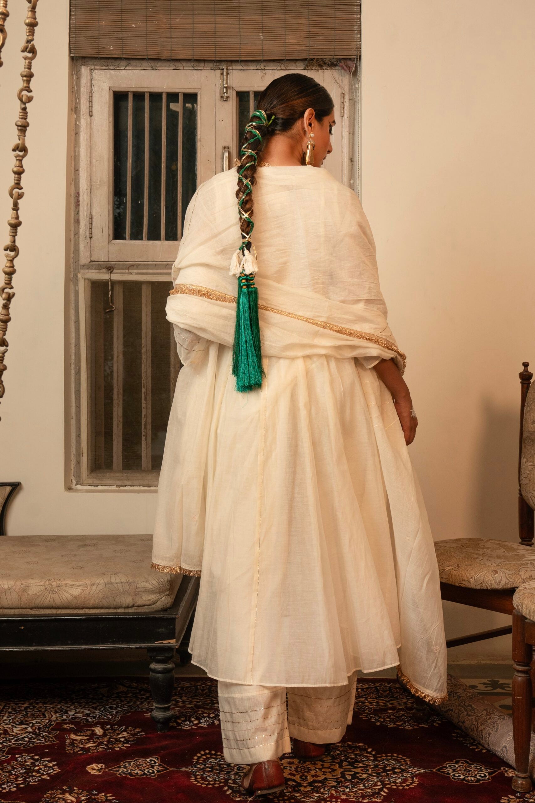 Phool Bel kurta set - Ivory White
