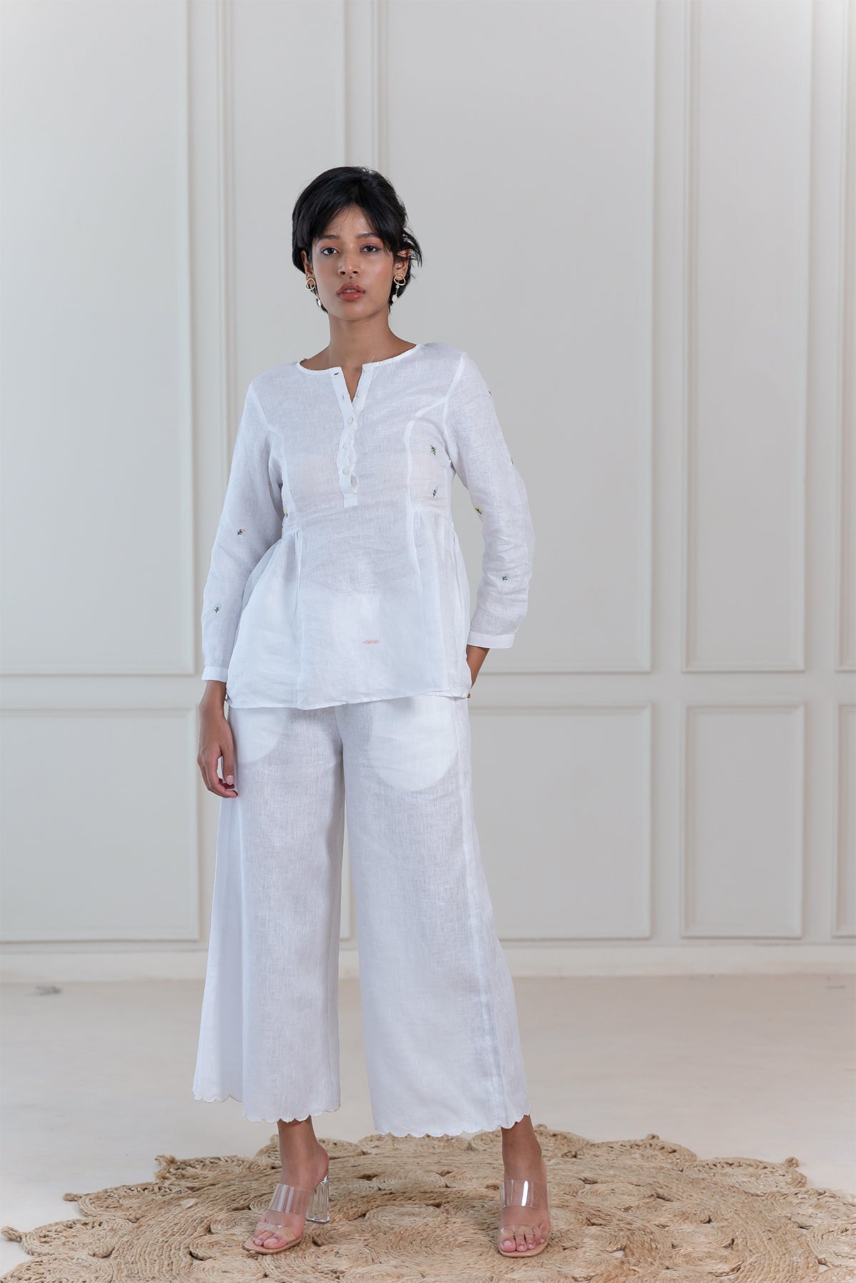 ACACIA LINEN TOP - White