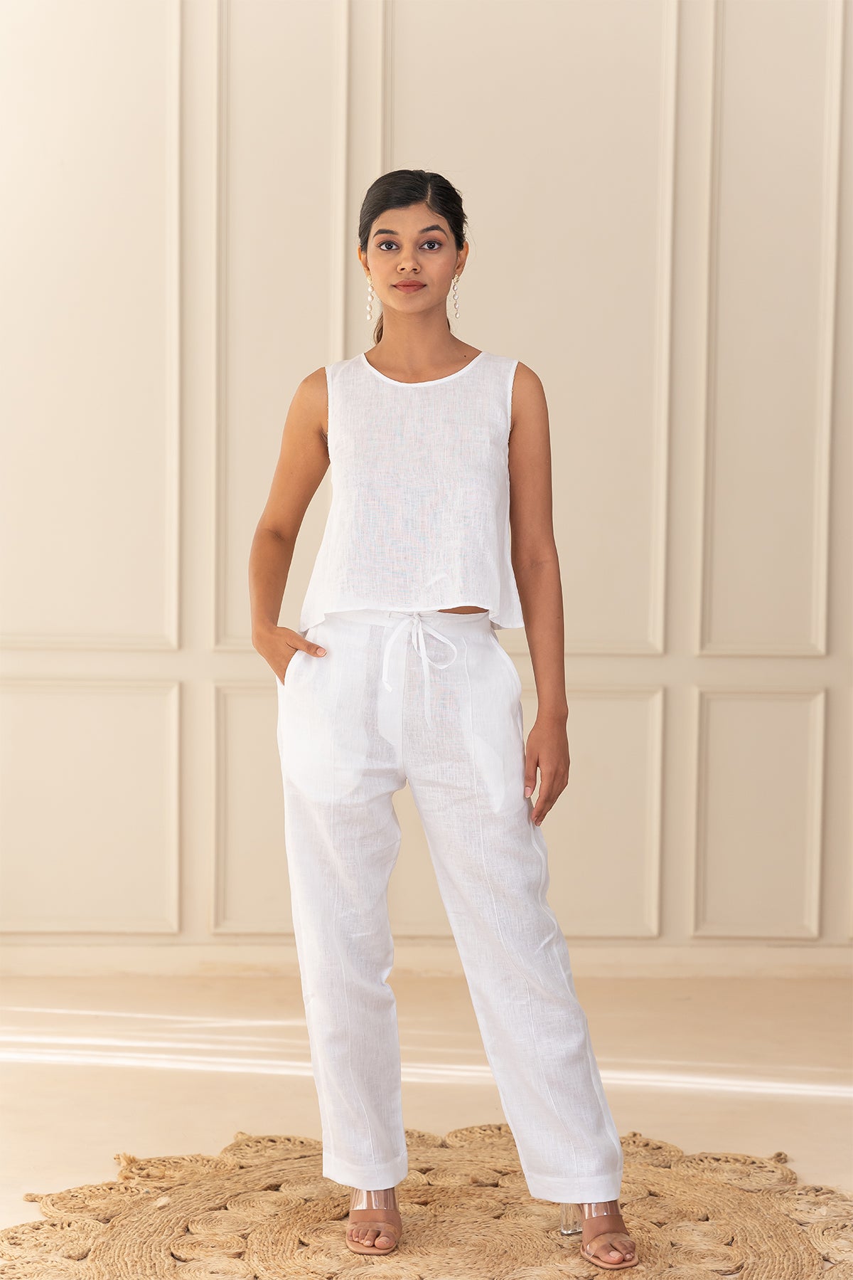 Kylie Linen Top - Olive Green
