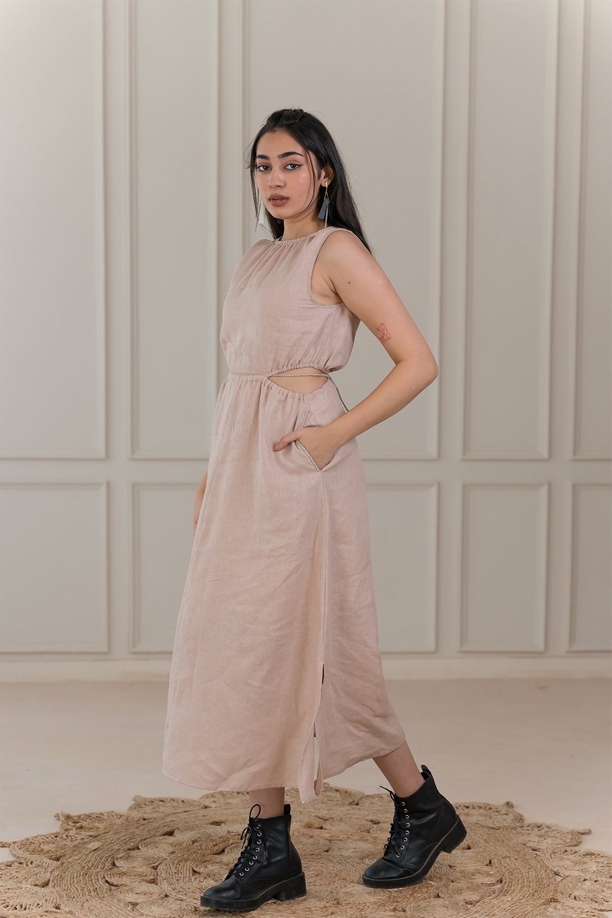 LAUREL LINEN DRESS - Beige