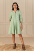 MAPLE LINEN SHORT DRESS - Pista Green