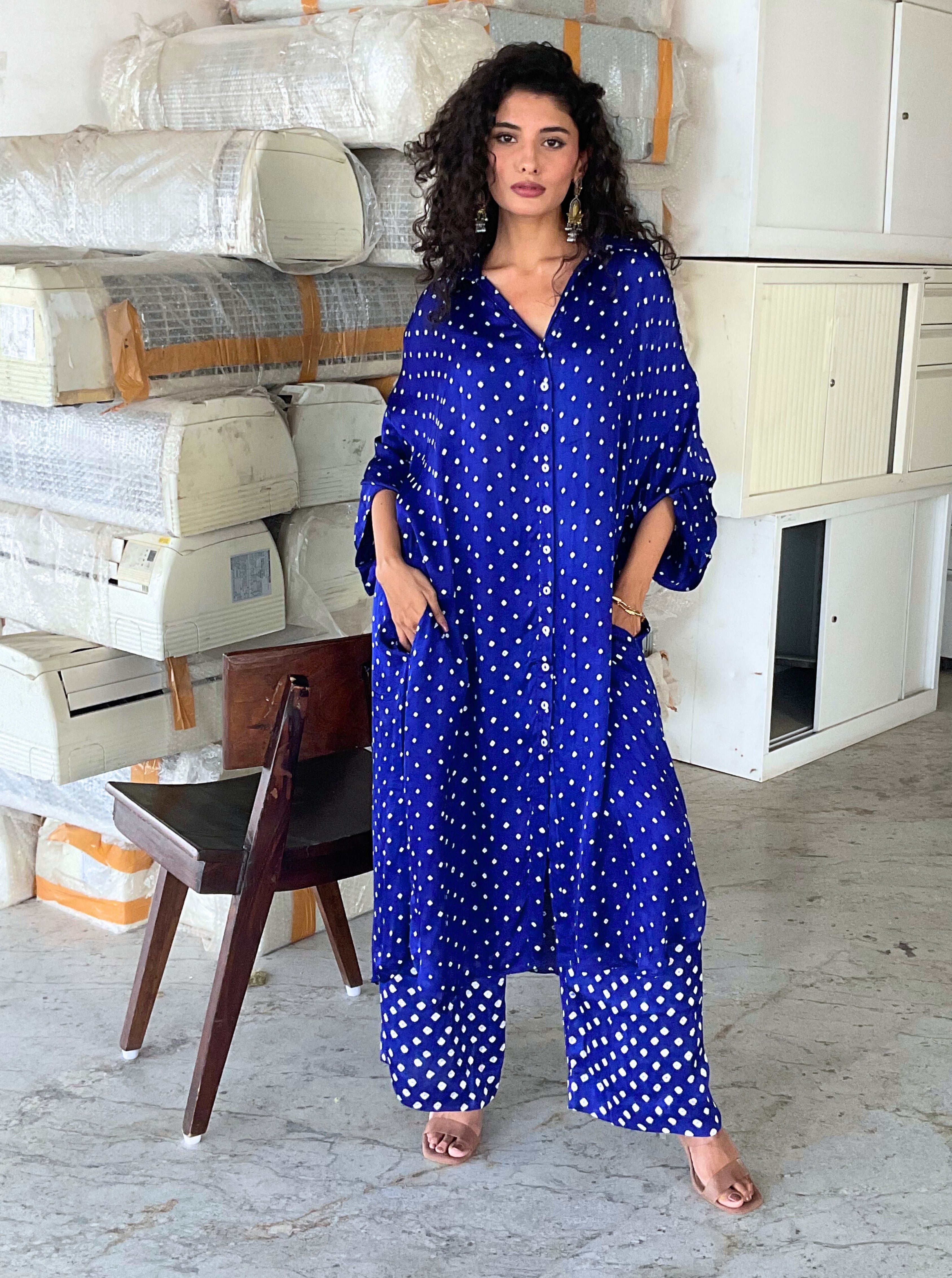 Blue Bandhani Kurta Set