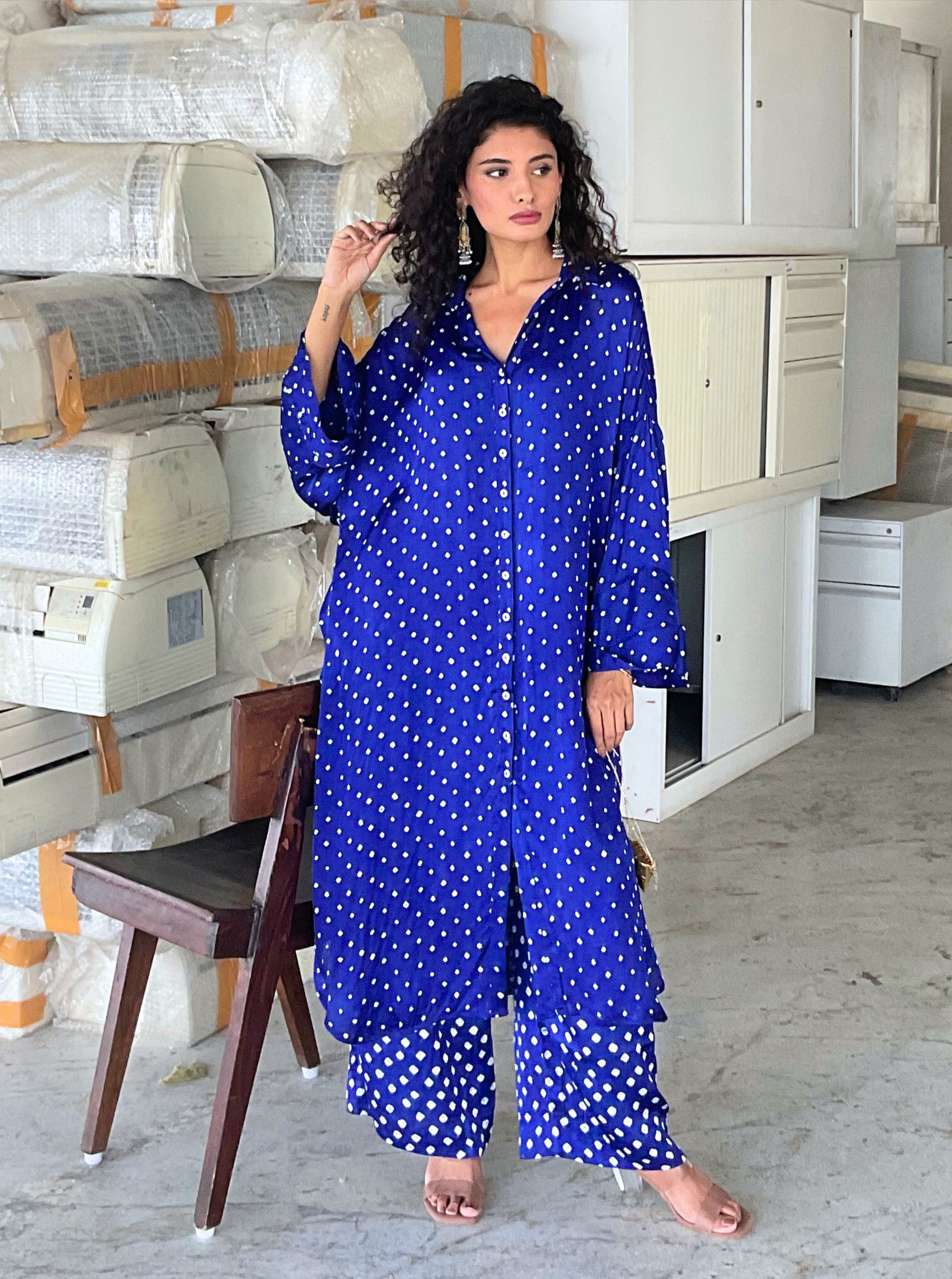 Blue Bandhani Kurta Set