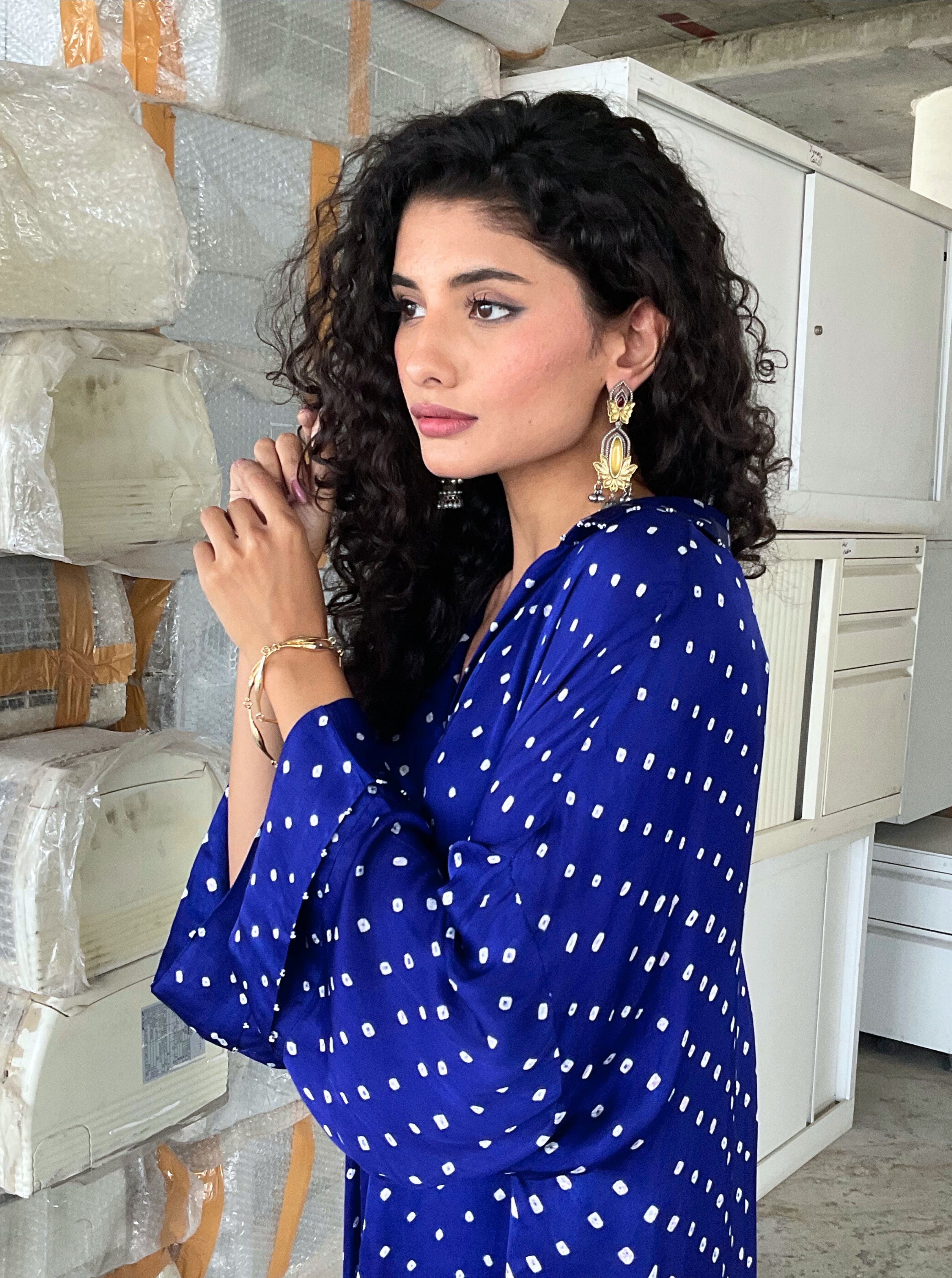 Blue Bandhani Kurta Set