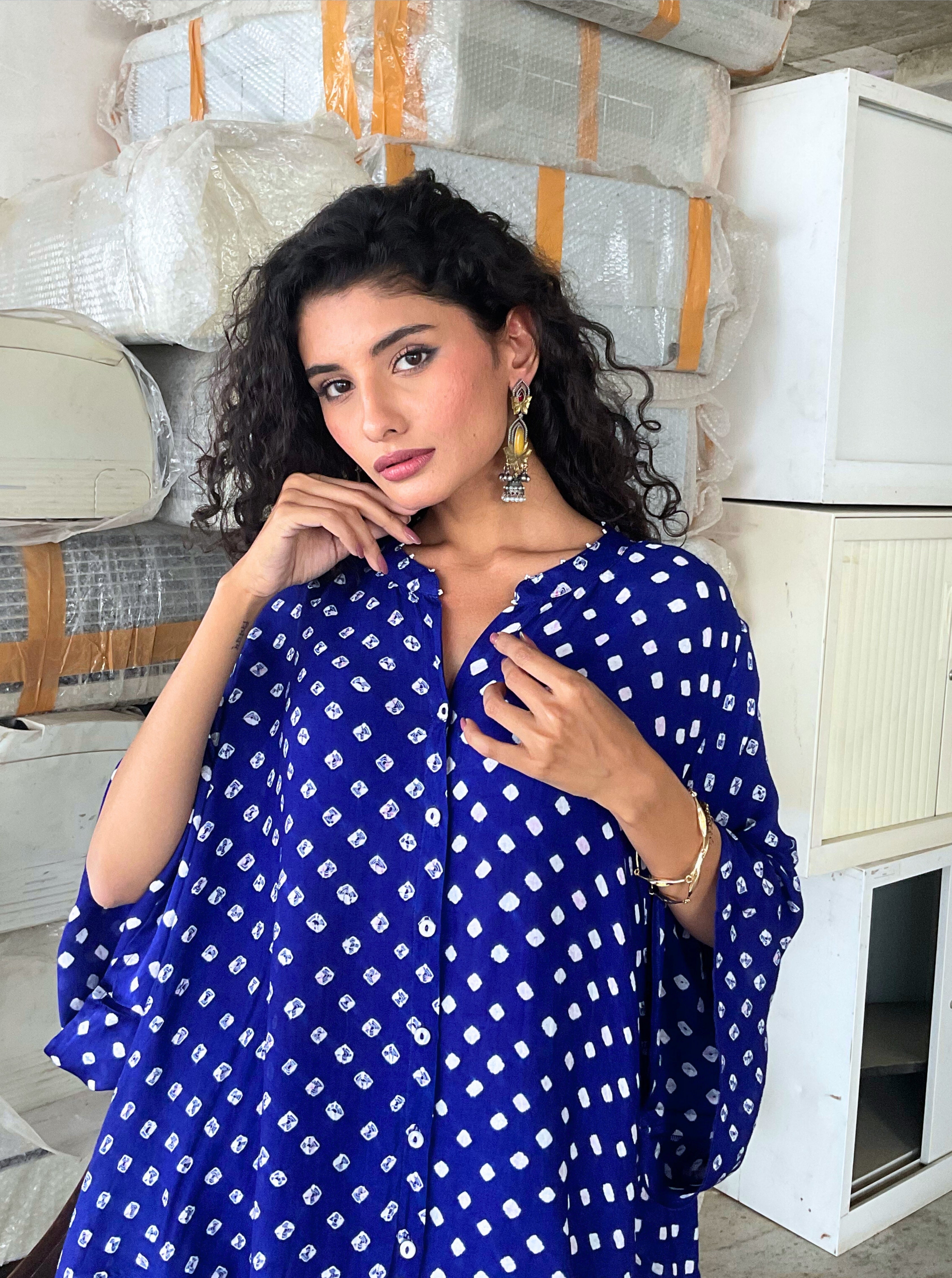 Blue bandhani Shirt & pant set