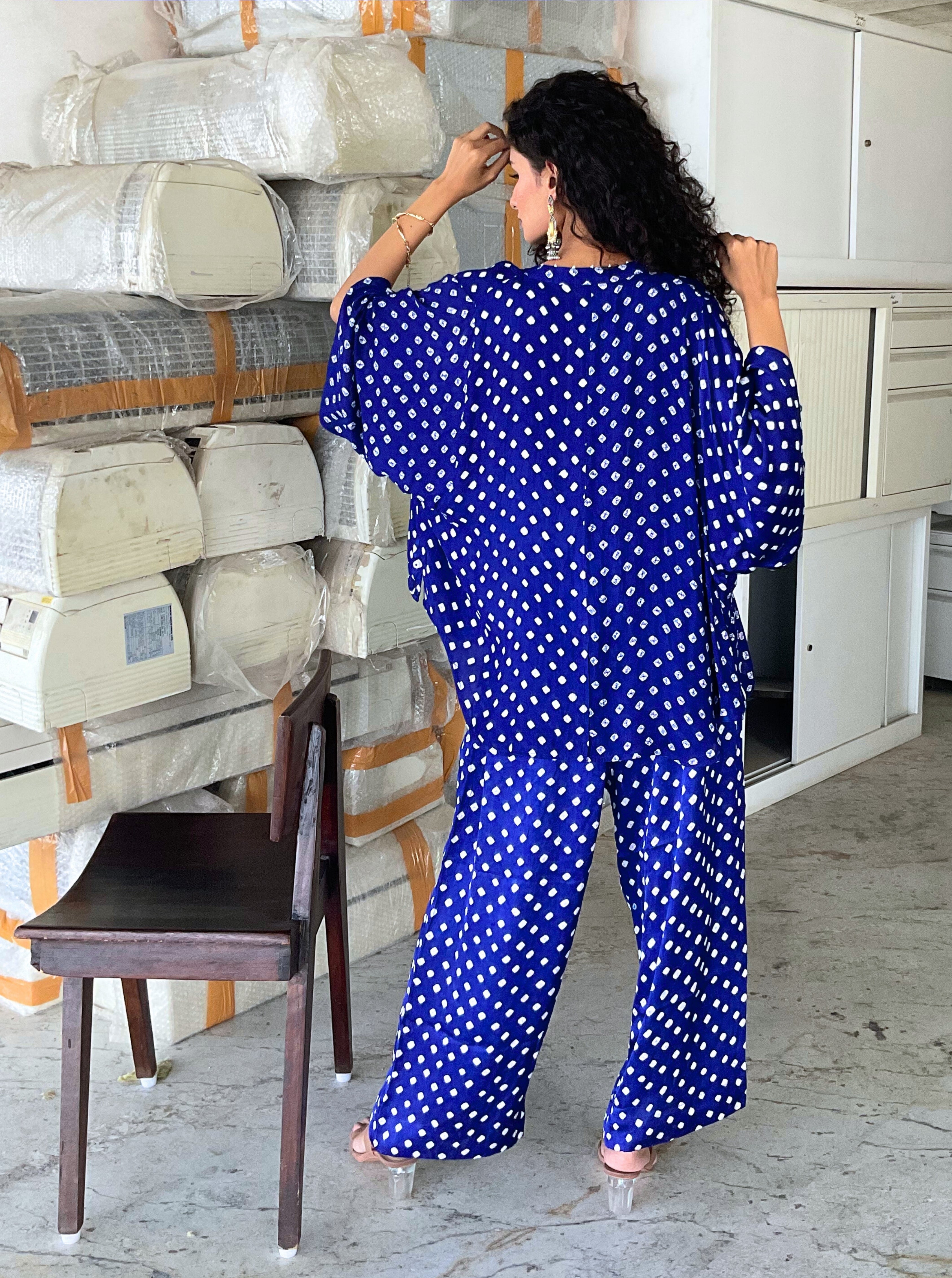 Blue bandhani Shirt & pant set