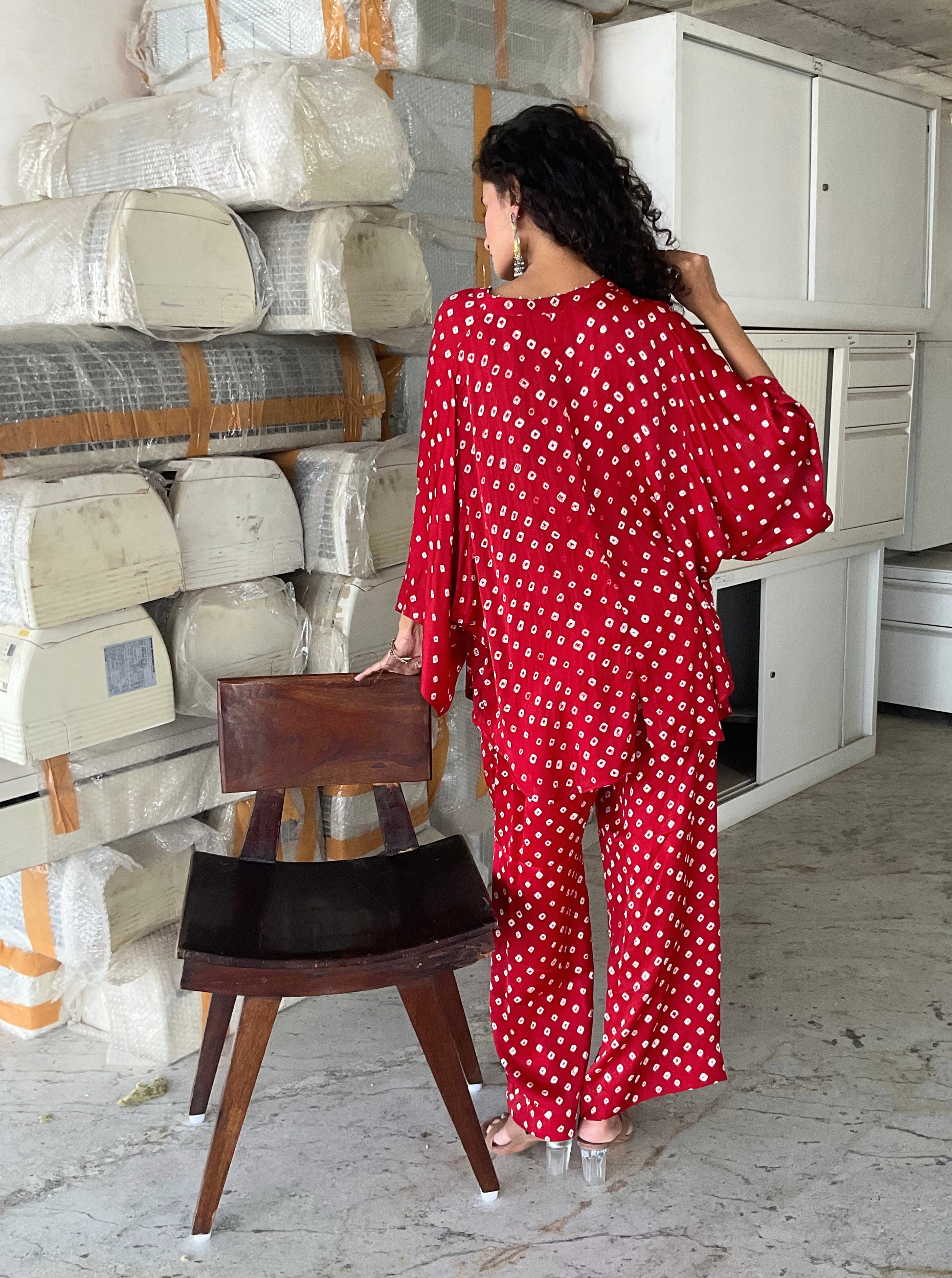 Red bandhani Shirt & pant set