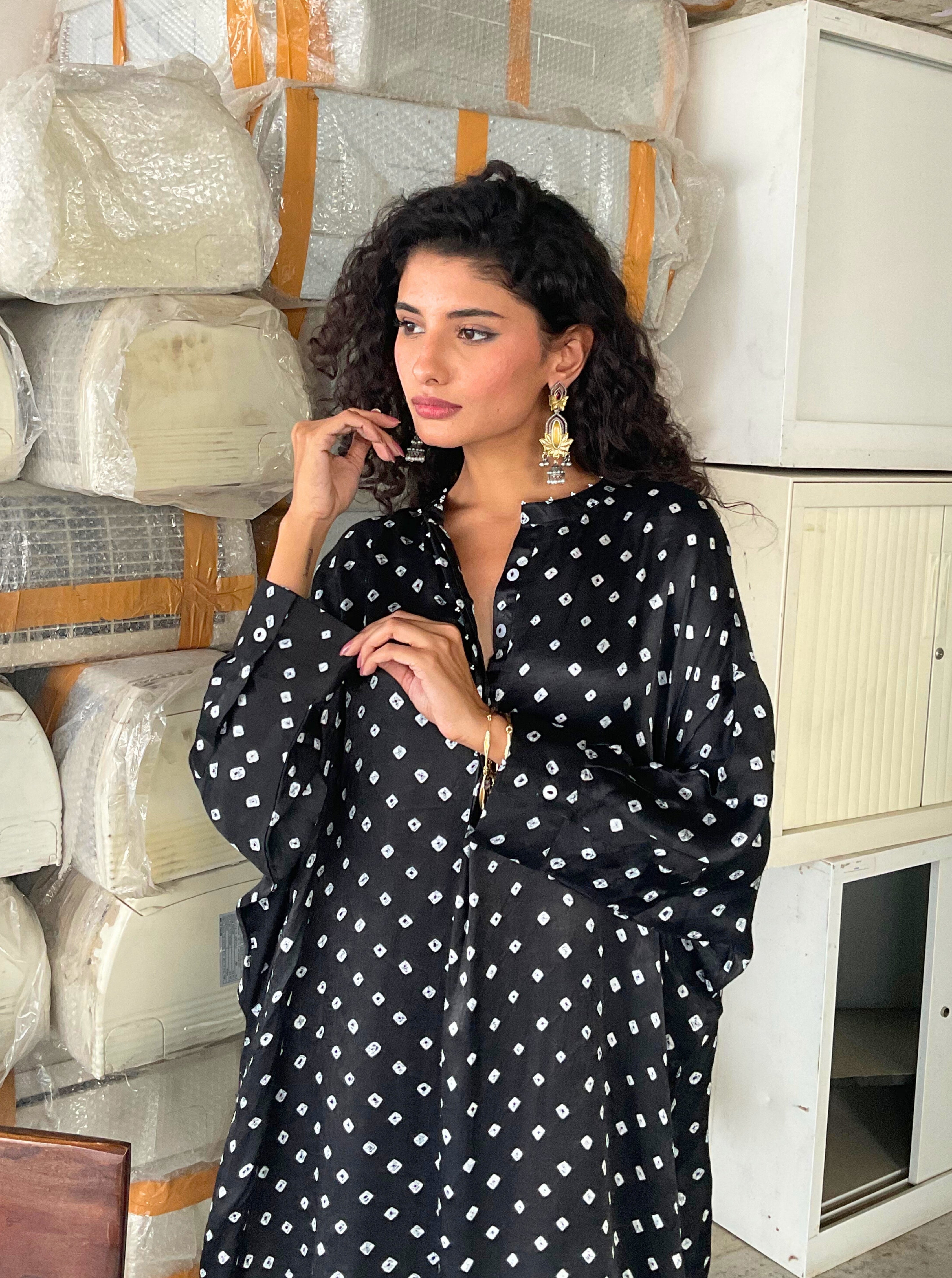 Black Bandhani Kurta Set