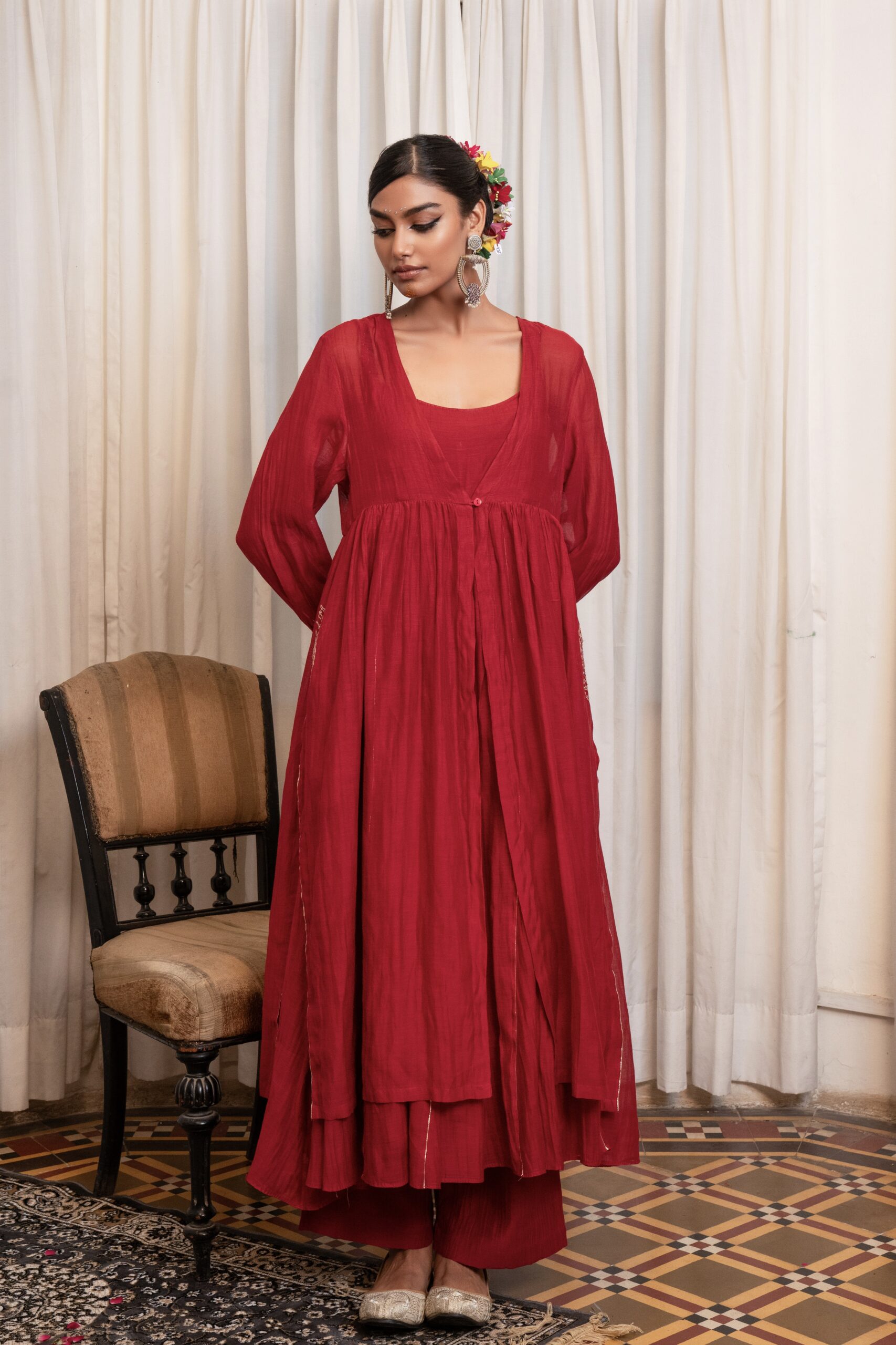 Saanjh Kurta set - sindhoori "laal"