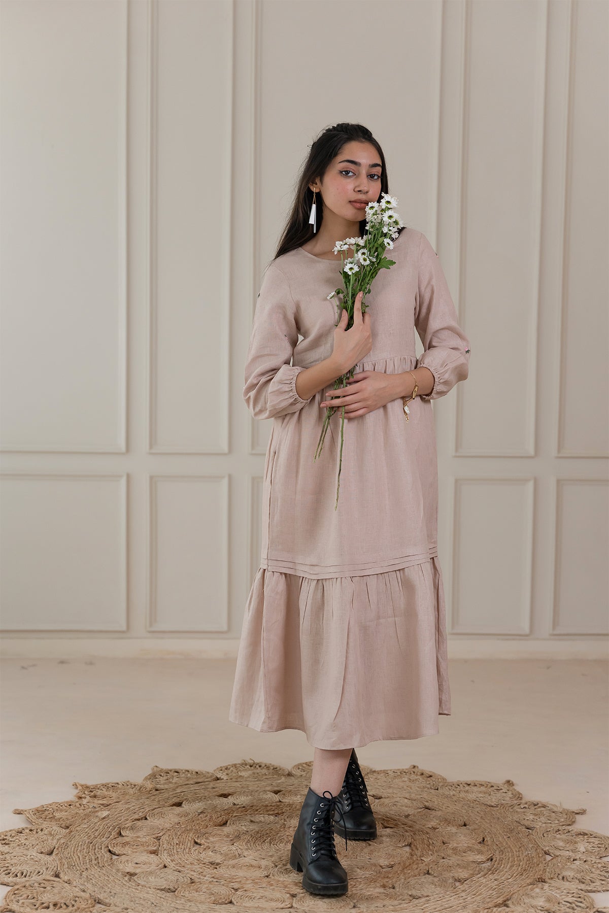 EVA LINEN DRESS - Beige