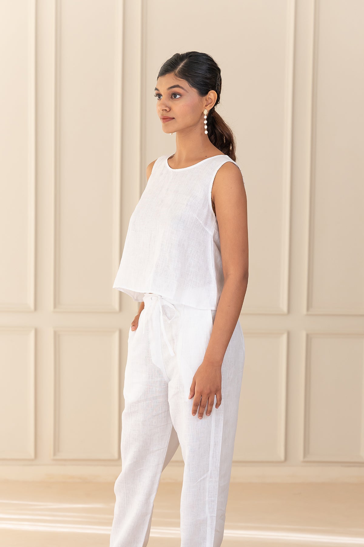 KYLIE LINEN TOP - White