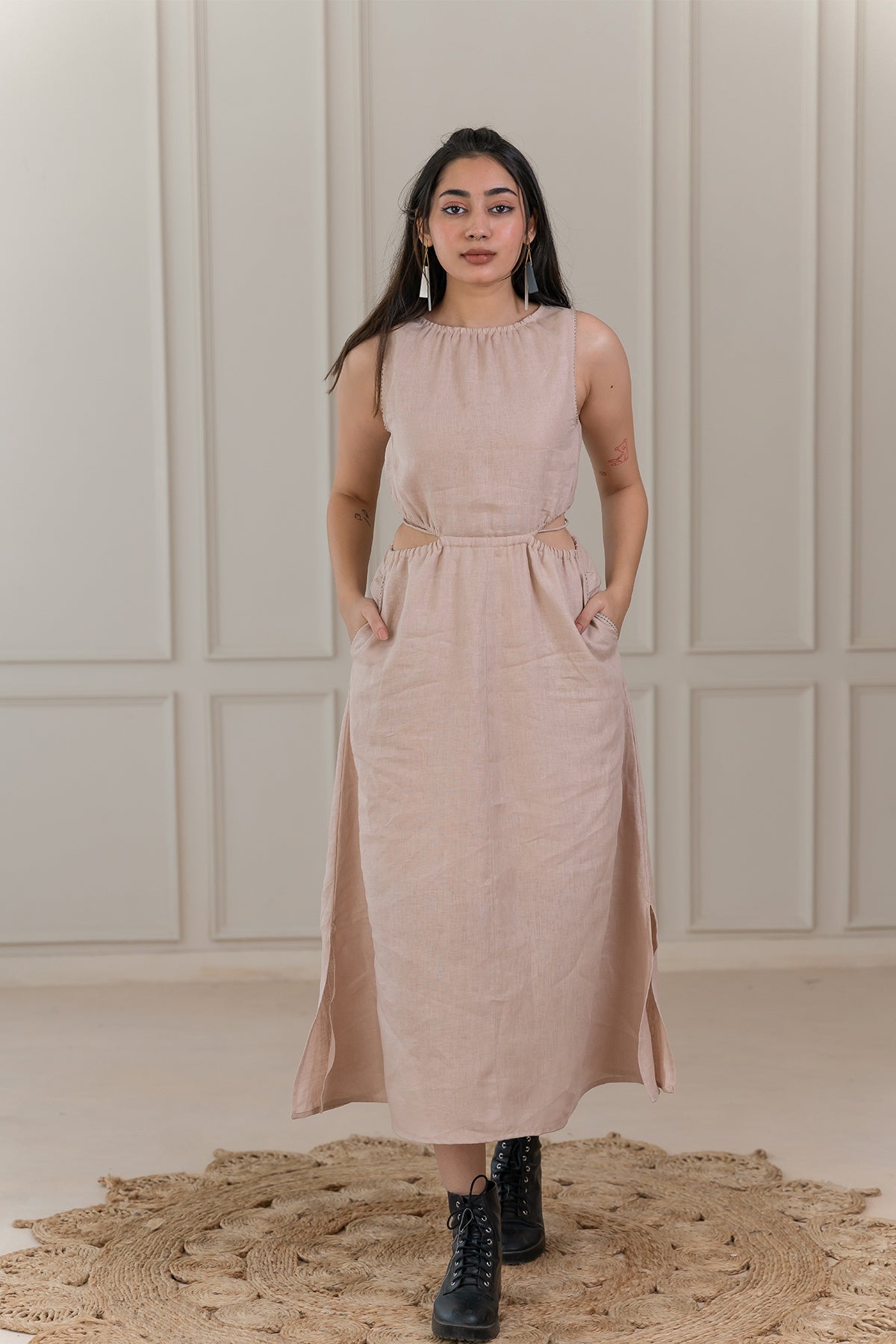 LAUREL LINEN DRESS - Beige