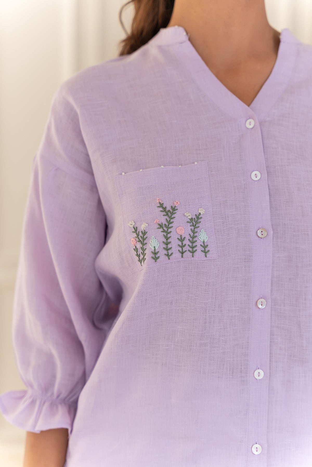 EMMA LINEN SHIRT - Lilac