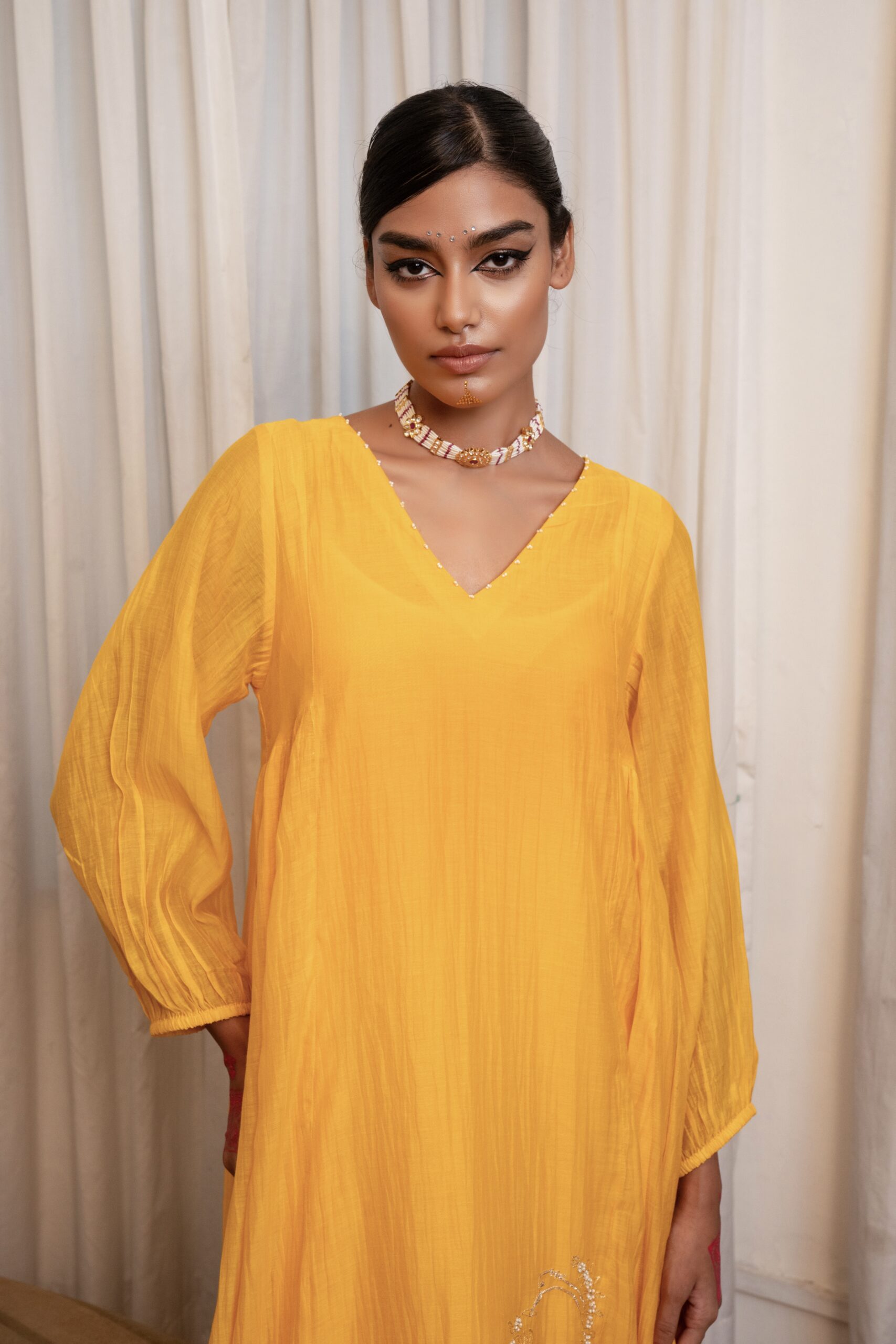 "Saaras" Dress- kesariya peela