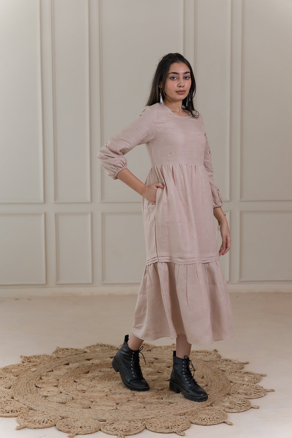 EVA LINEN DRESS - Beige