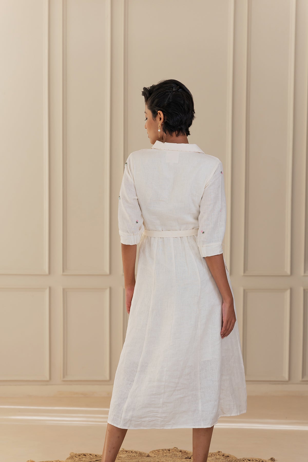 SARA LINEN KALI DRESS - Off white