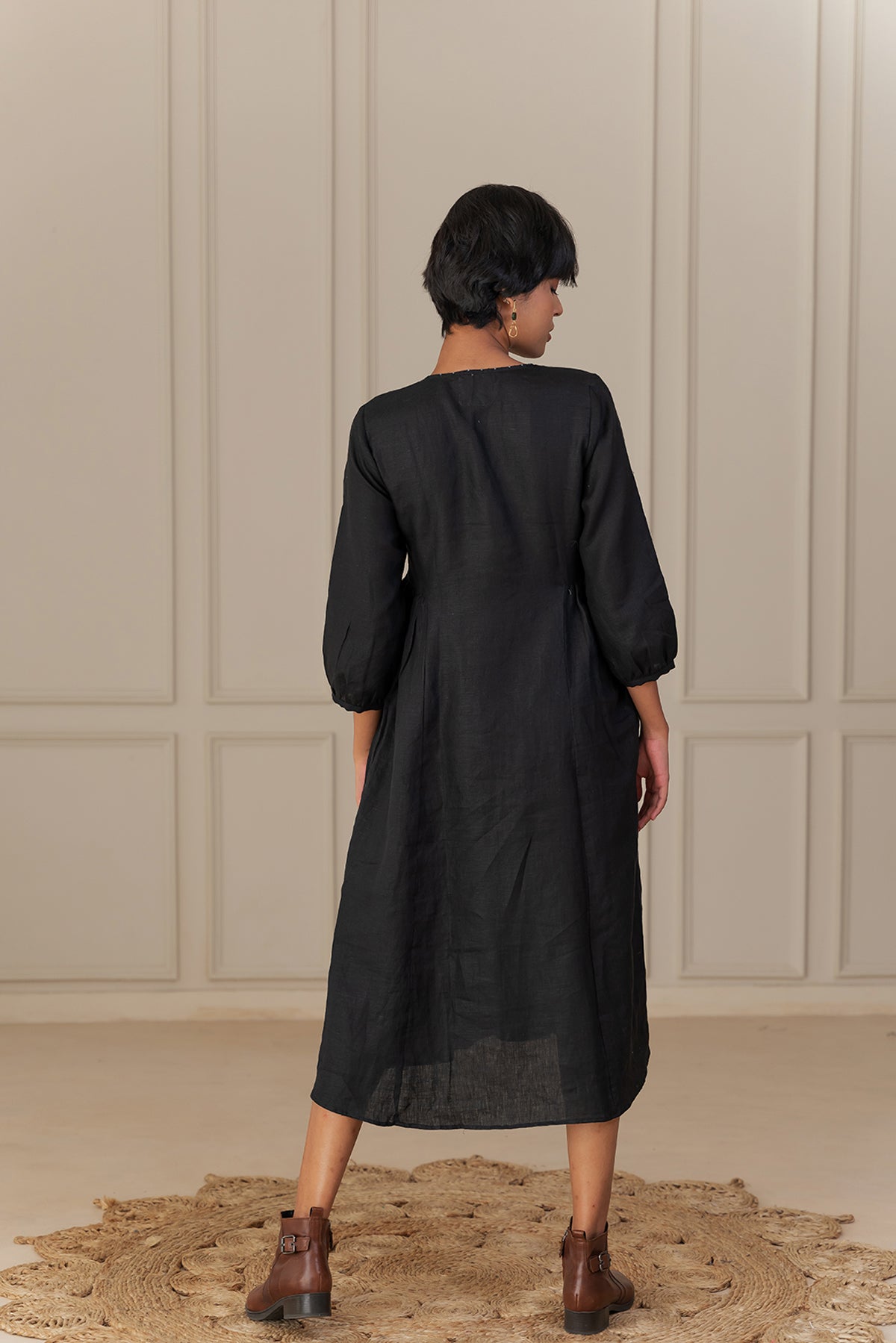 Nova Linen Dress - Black