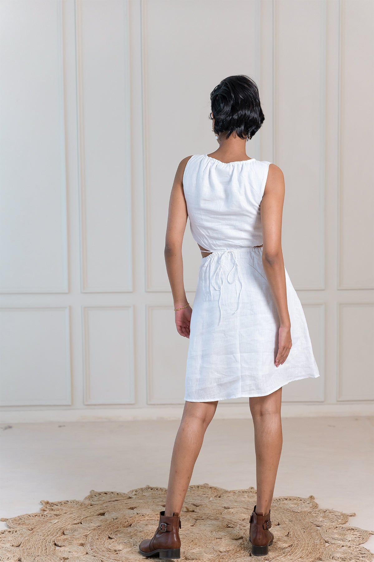 HARLOW LINEN DRESS - White