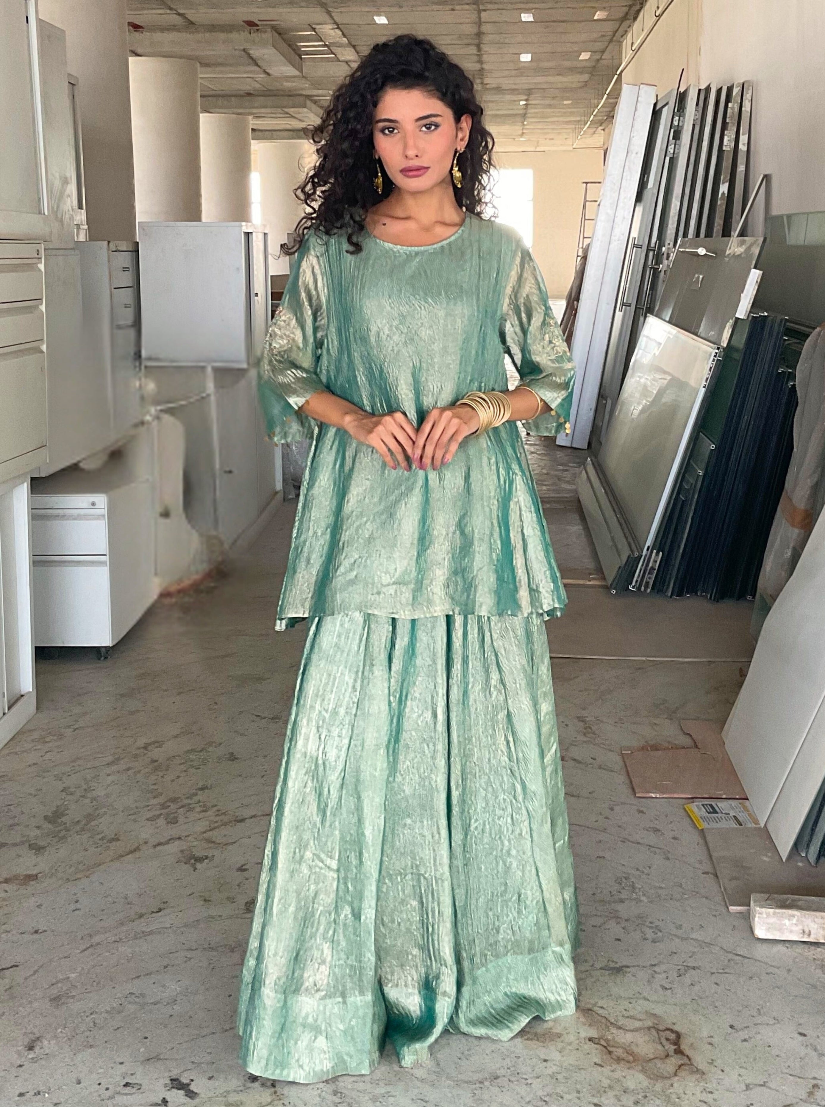 Kanak peplum top & Skirt Set