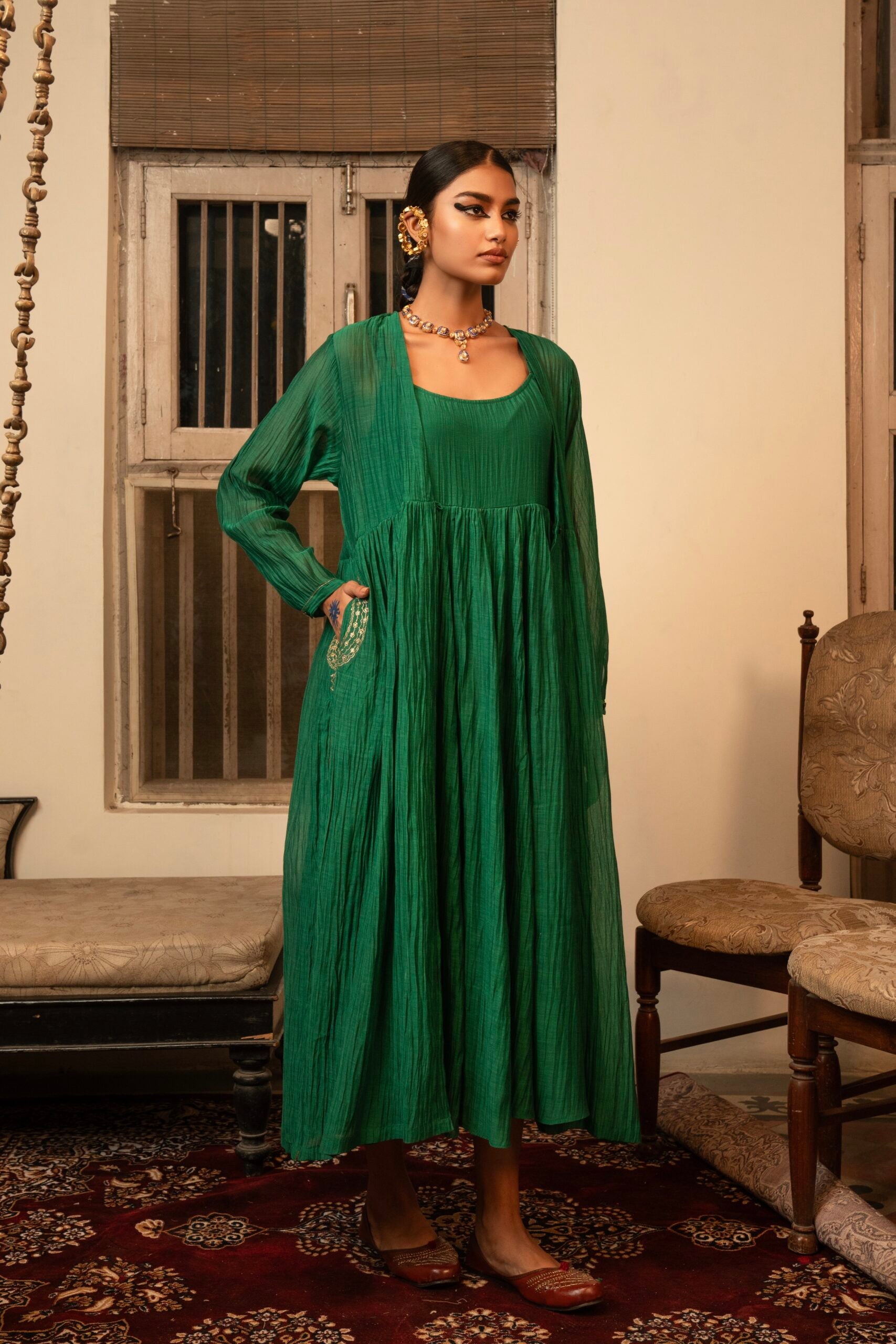 Saanjh Dress- chatak "Hara"