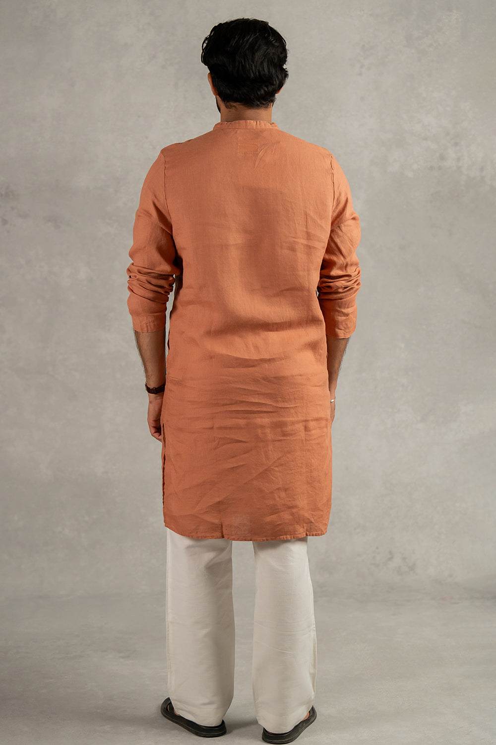 Linen Men Kurta – Sand Brown
