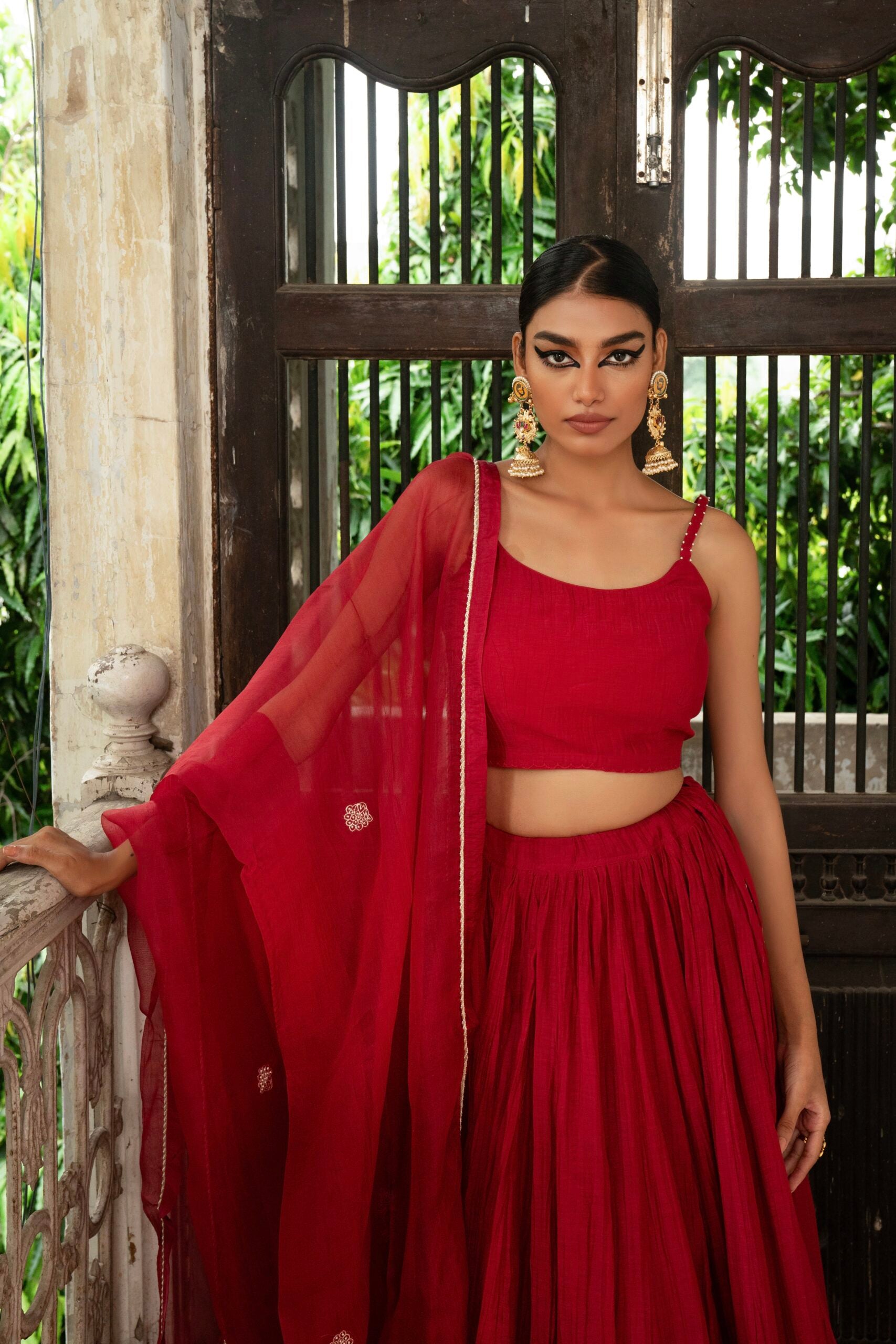 Ghoomar Lehenga - sindhoori Laal