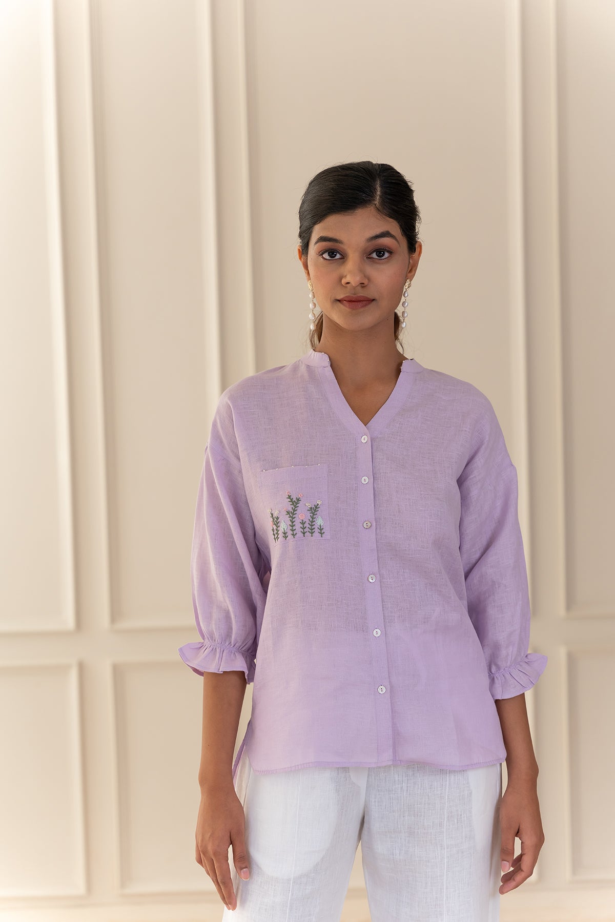 EMMA LINEN SHIRT - Lilac