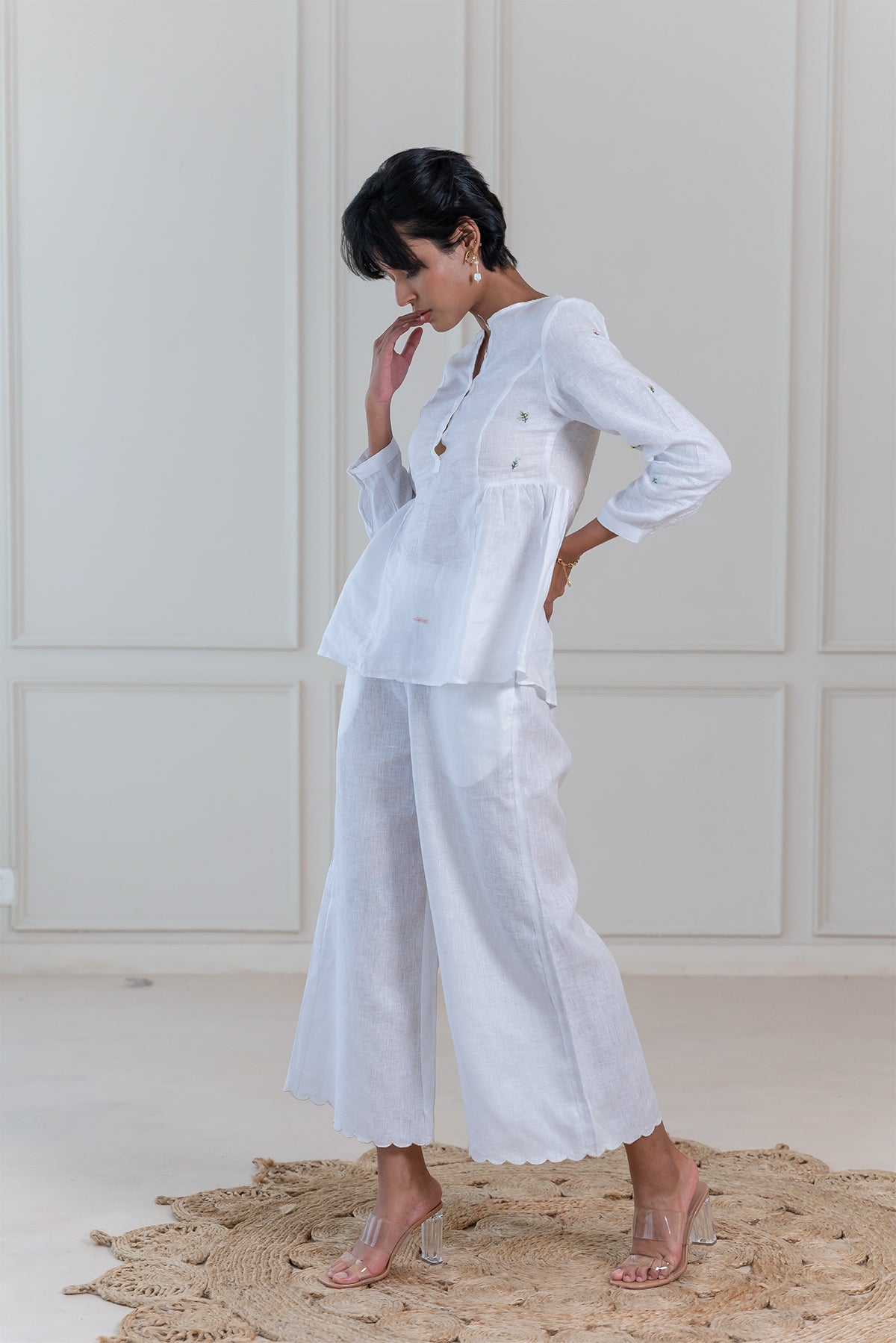 ACACIA LINEN TOP - White