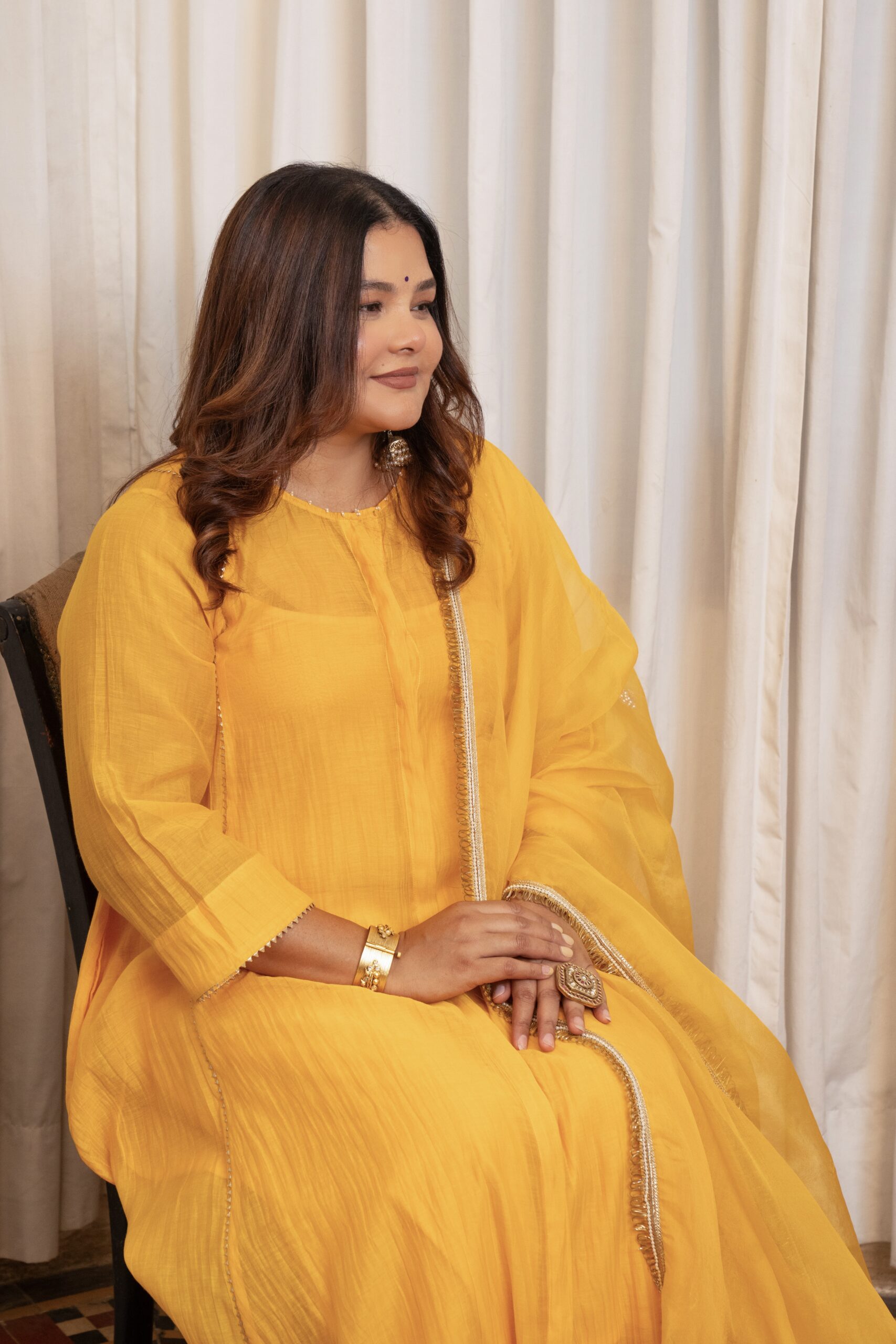 Champa Tui Kurta set - kesariya peela