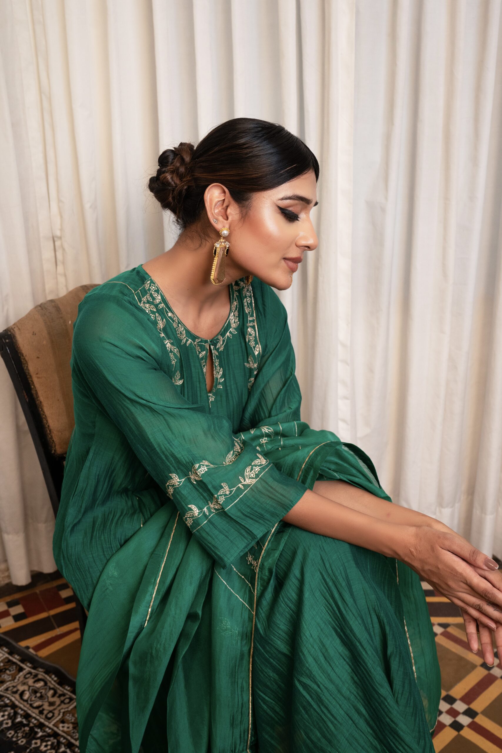 Phool Bel Kurta set - chatak "Hara"