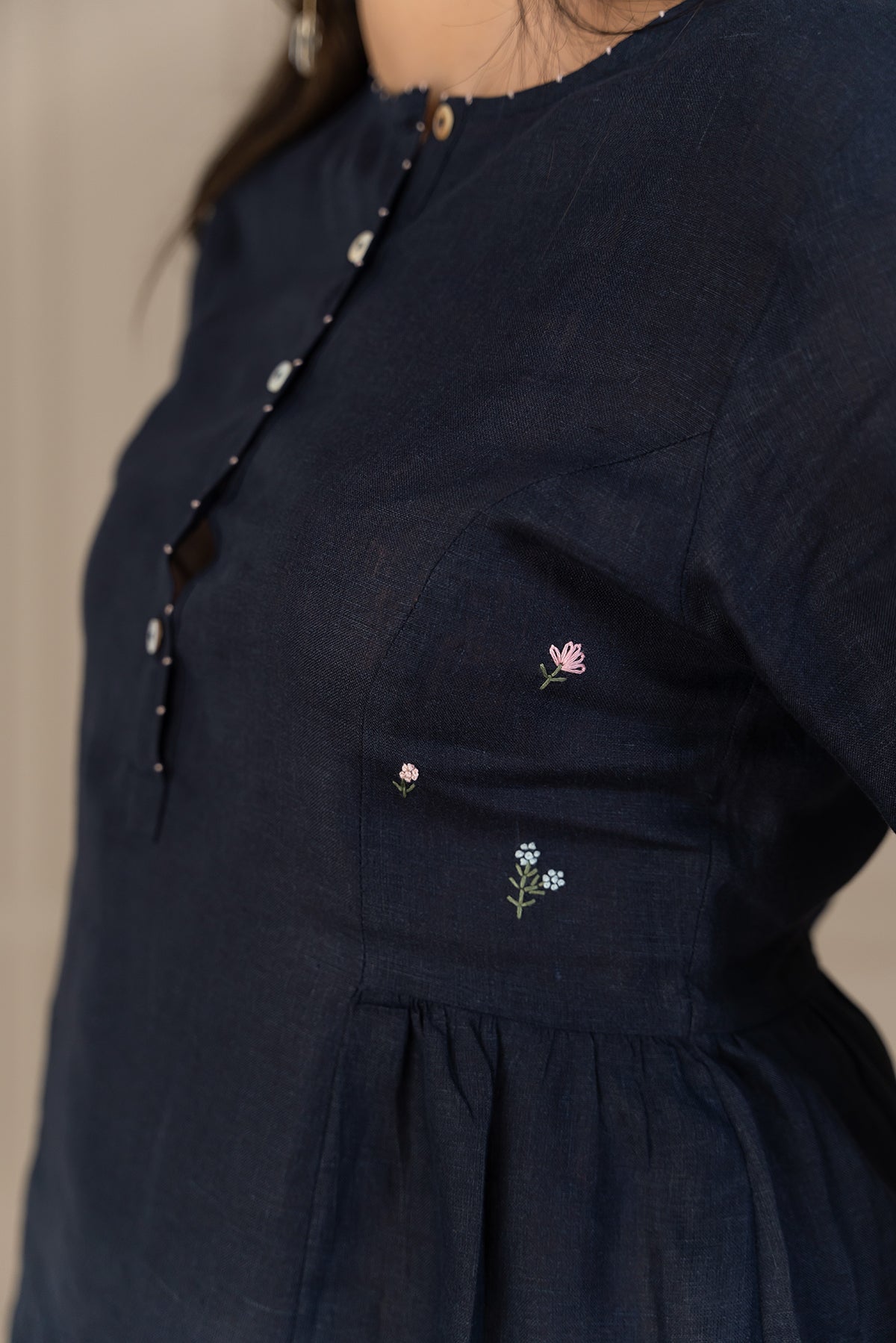 ACACIA LINEN TOP - Blue
