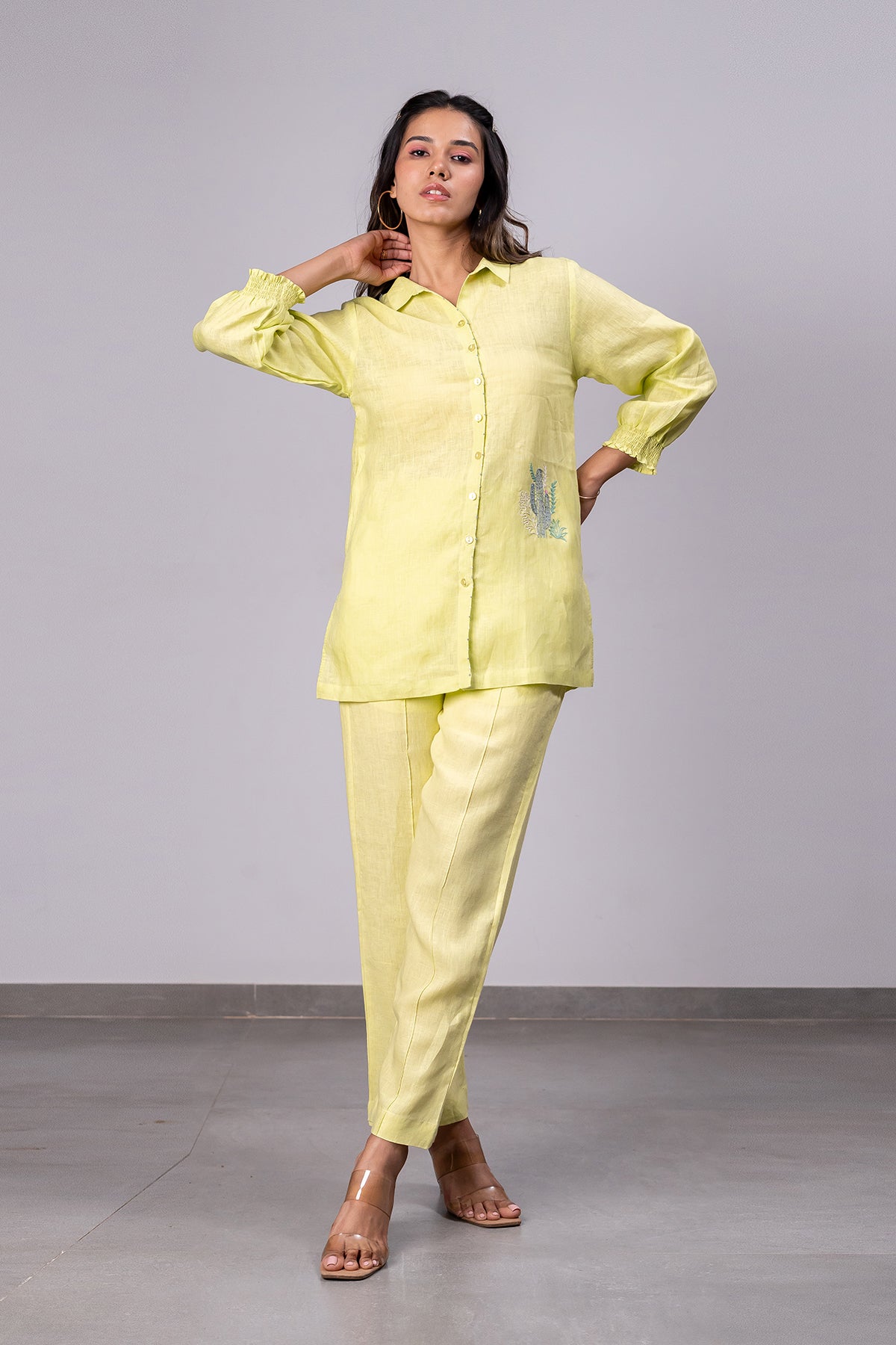 Alan Linen Tucks Pants – Lime