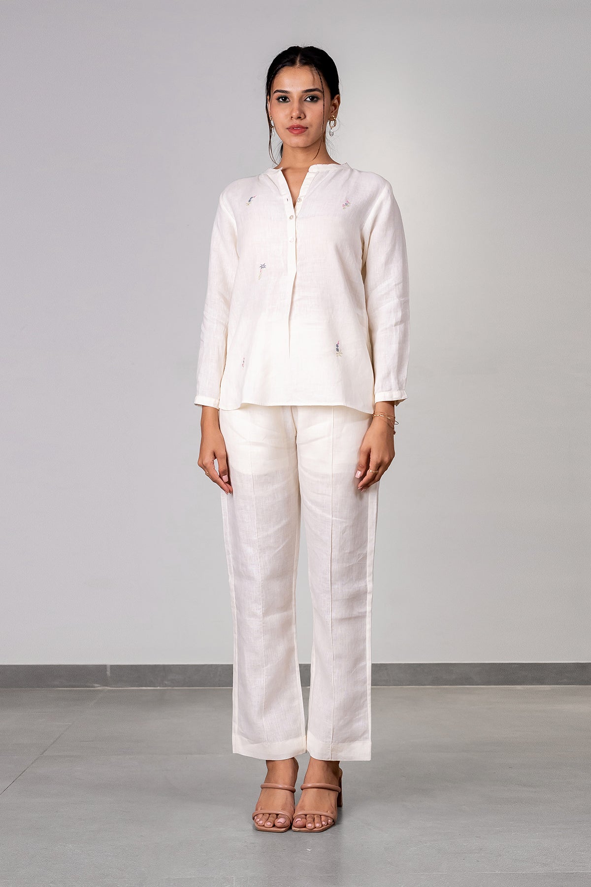 Alan Linen Tucks Pants - Off white