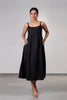 Alicia Strap Panel Dress with pockets - Black