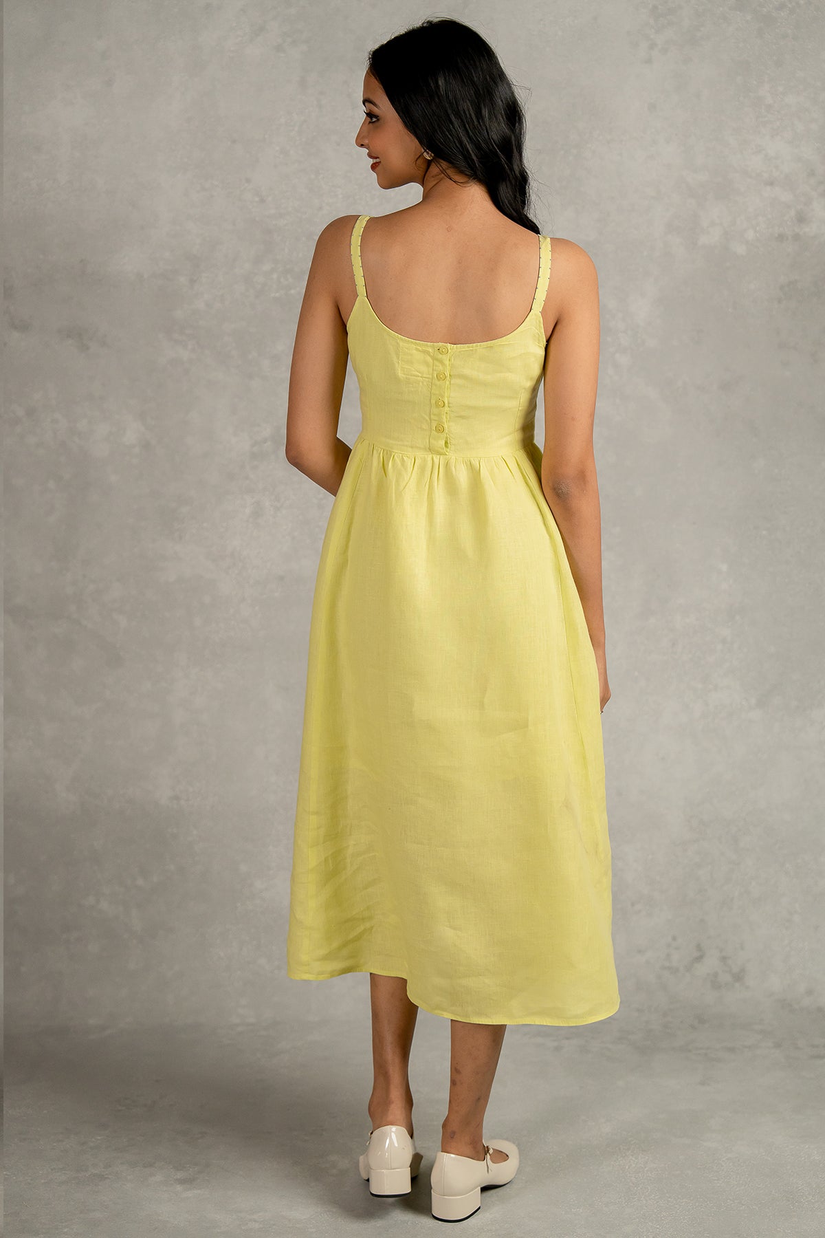 Alicia Strap Panel Dress with pockets - Lime