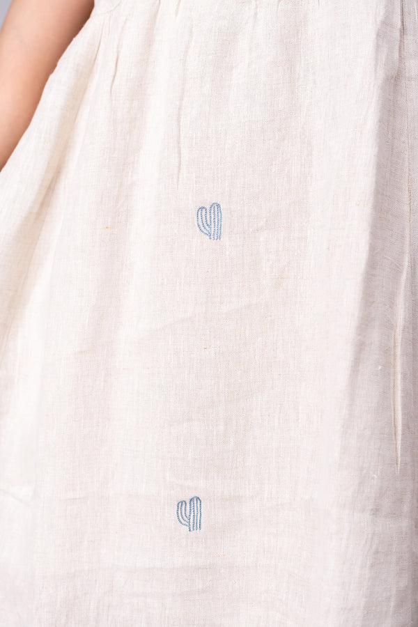 Alicia Strap Panel Dress with pockets - Ecru