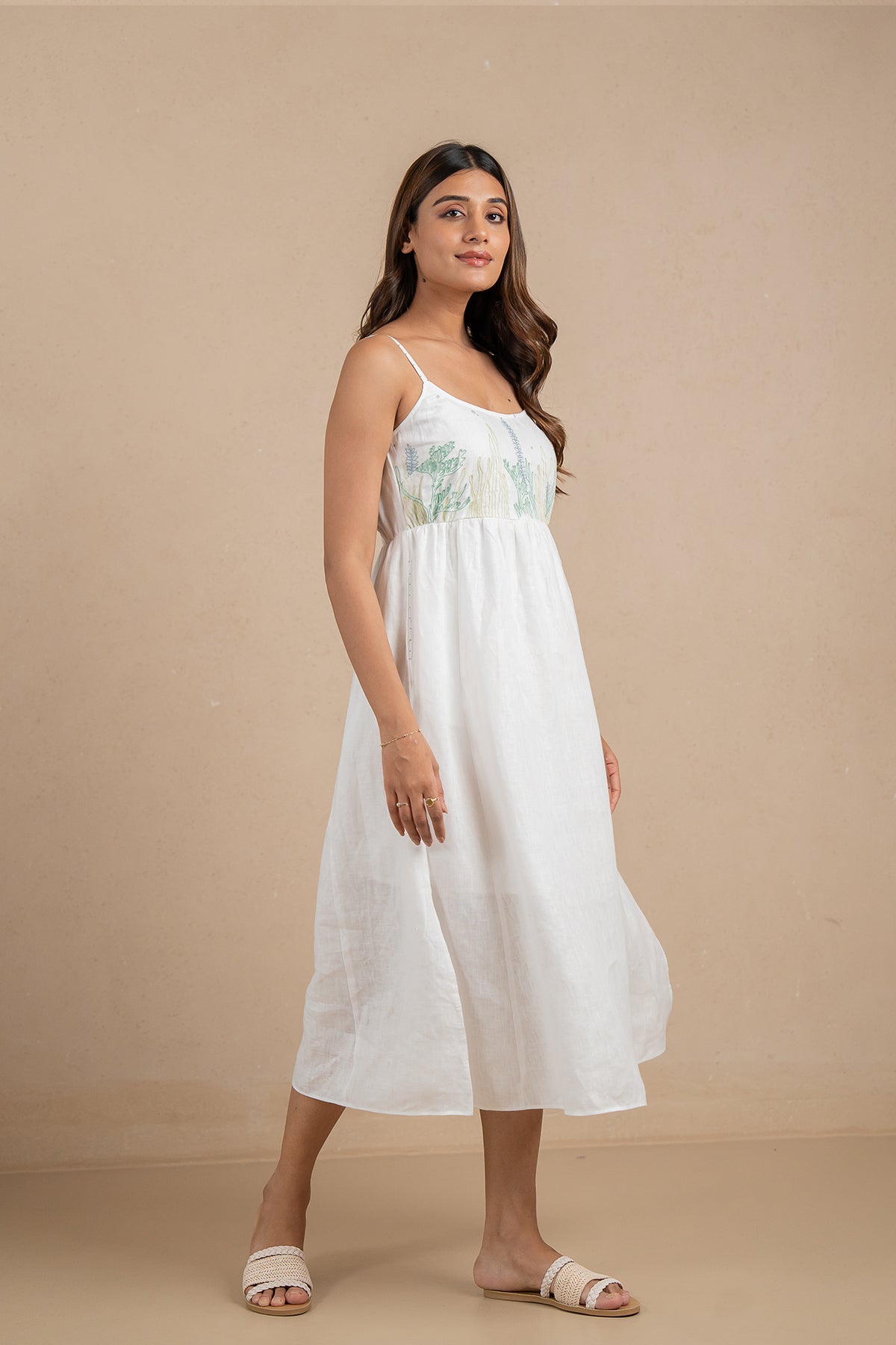 Alicia-Strap-Panel-Dress-with-pockets-Marble-White-