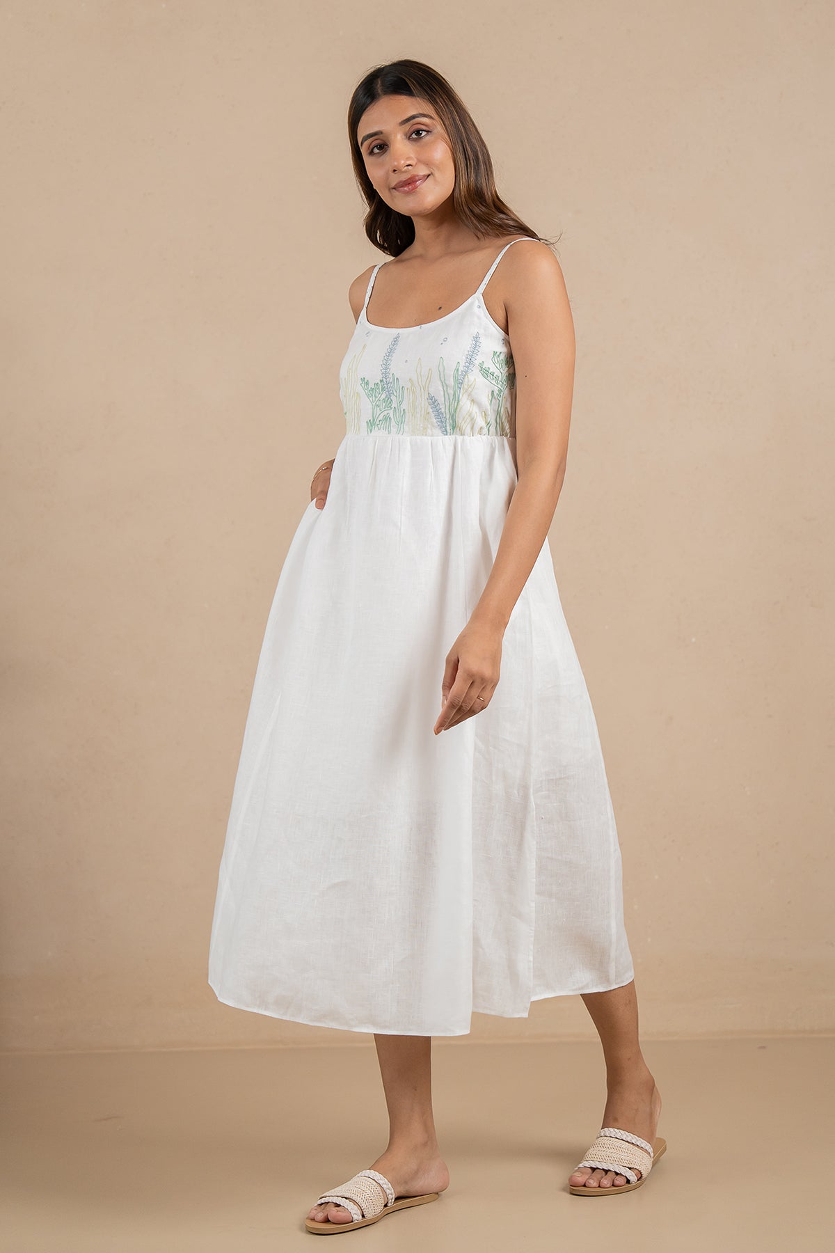 Alicia-Strap-Panel-Dress-with-pockets-Marble-White-