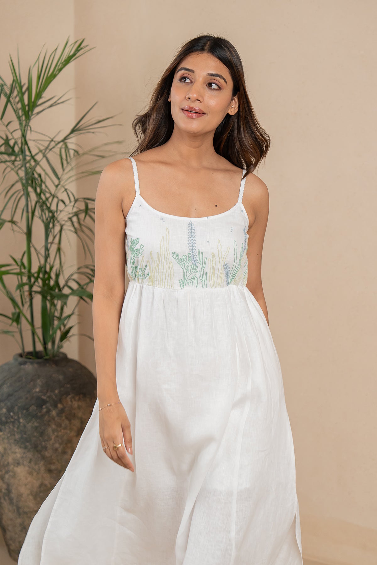 Alicia-Strap-Panel-Dress-with-pockets-Marble-White-