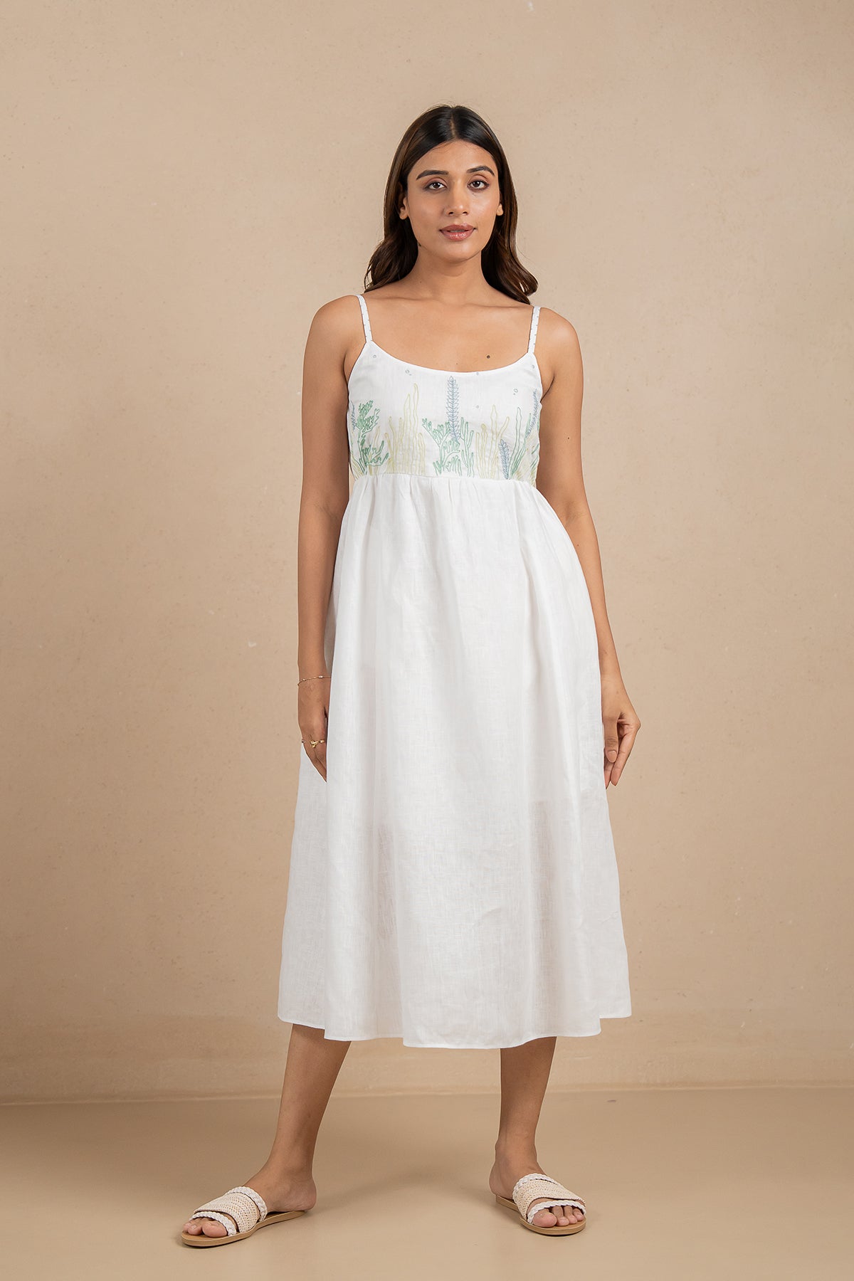 Alicia-Strap-Panel-Dress-with-pockets-Marble-White-