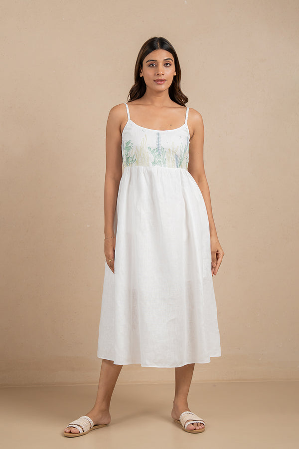 Alicia-Strap-Panel-Dress-with-pockets-Marble-White-