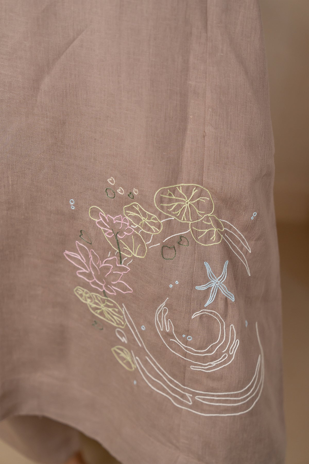 Aqua-Linen-V-Neck-Kurta-and-Pant-set-Mud-