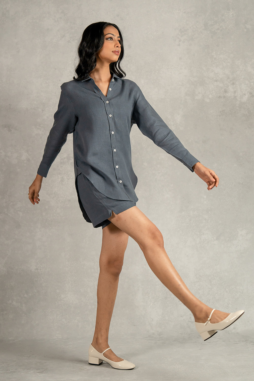 Bobby Linen Drawstring Shorts With Pockets – Charcoal Grey