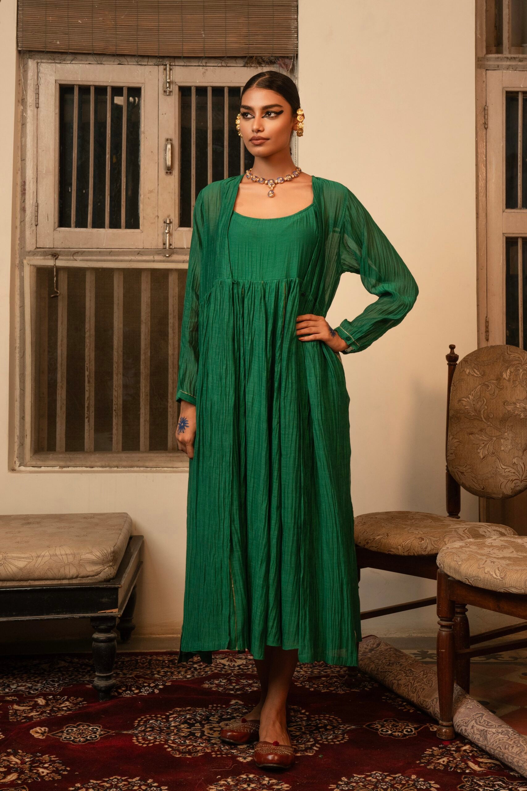 Saanjh Dress- chatak "Hara"