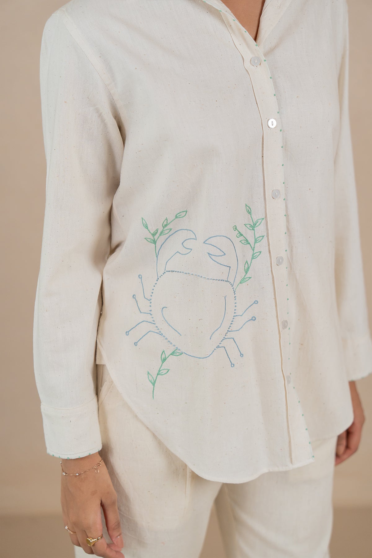 Cancer Kala Cotton Shirt - Off white