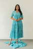 Chanderi Meadow Dress- Caribbean Blue