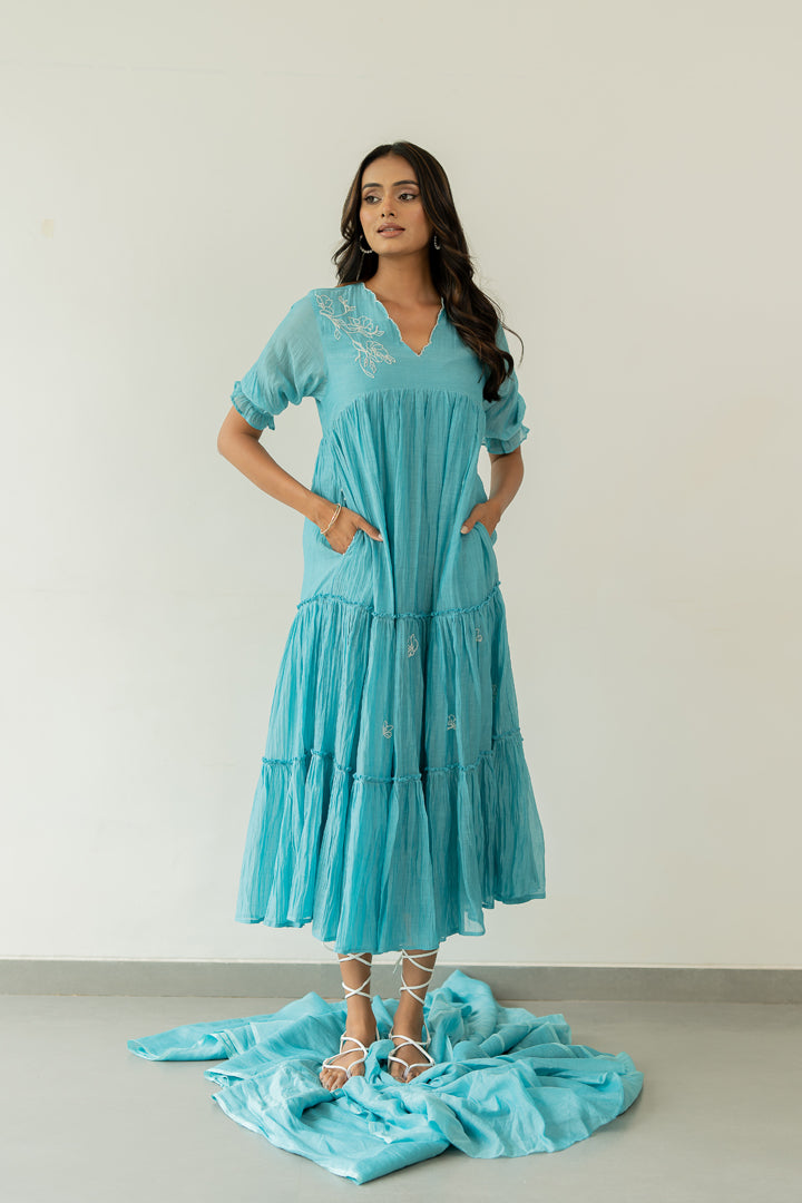 Chanderi-Meadow-Dress-Caribbean-Blue-