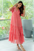Chanderi Meadow Dress- Carnation Pink