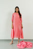 Chanderi Side Frill Dress- Carnation Pink