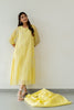 Chanderi Side Frill Dress- Lemon Yellow
